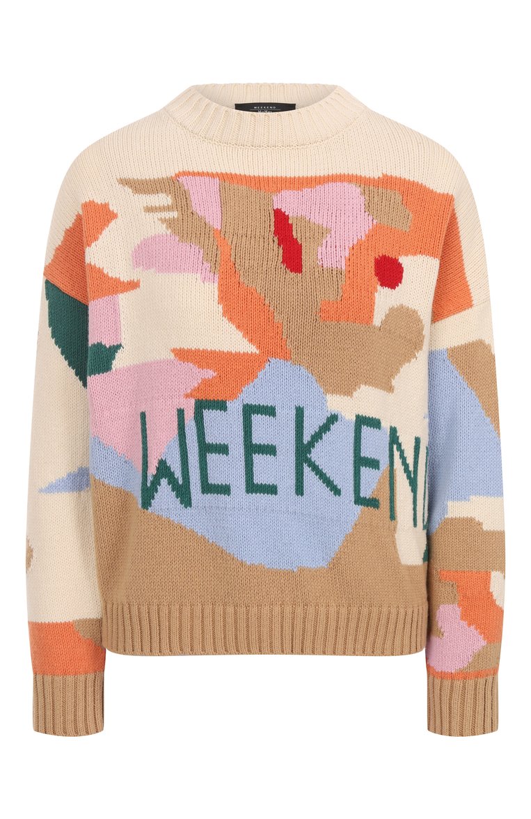 Женский свитер WEEKEND MAX MARA разноцветного цвета, арт. FABIAN | Фото 1 (Рукава: Длинные; Материал внешний: Хлопок, Синтетический материал; Длина (для топов): Стандартные; Стили: Кэжуэл; Женское Кросс-КТ: Свитер-одежда)