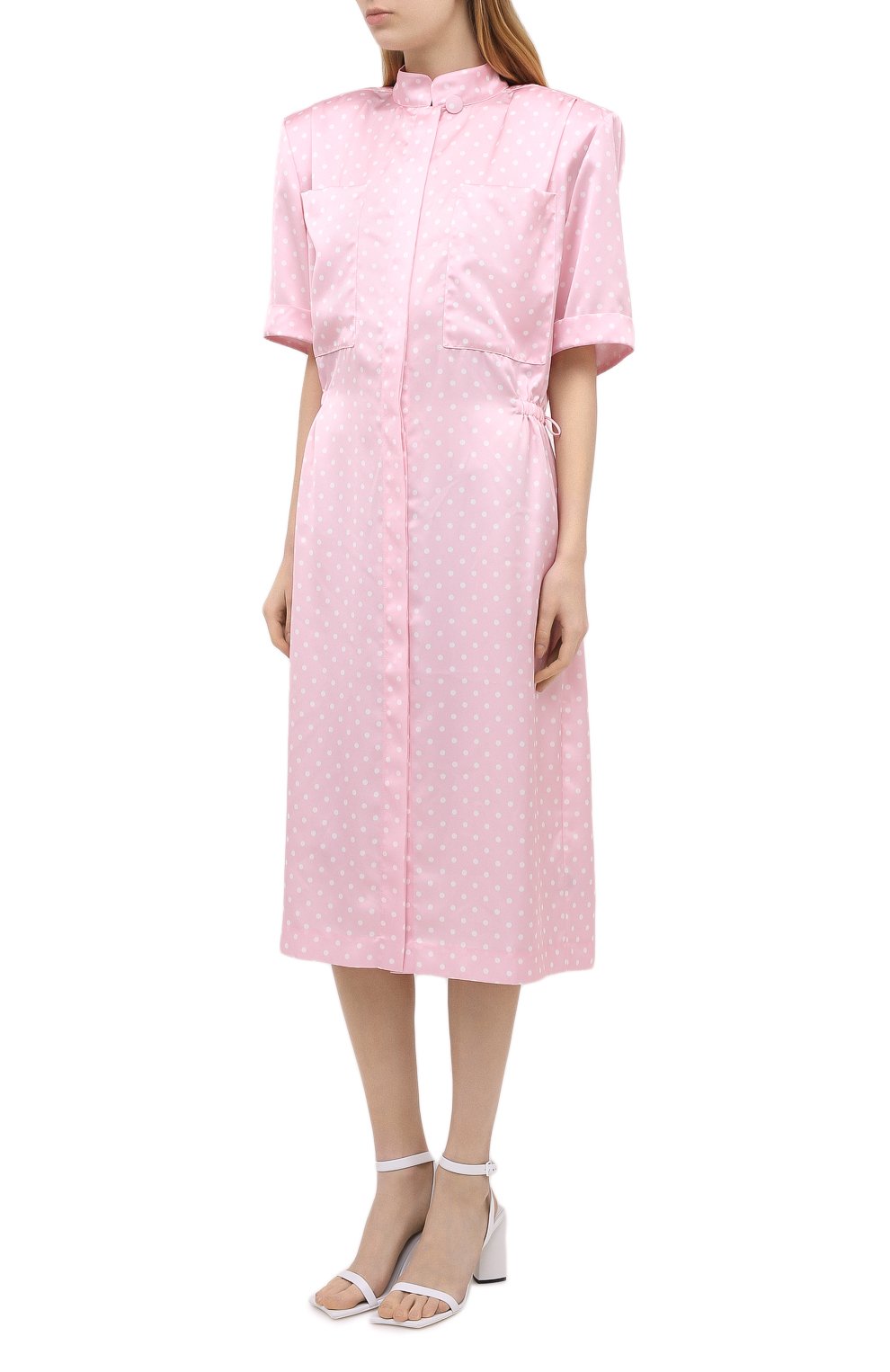Атласное платье VETEMENTS, арт. WE51DR100P 2607/BABY PINK/WHITE, фото 3
