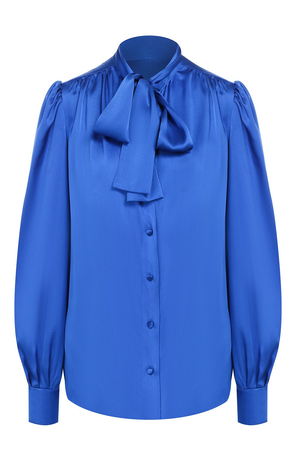 Шелковая блузка DOLCE & GABBANA синего цвета по цене 109500 руб., арт. F5J57T/FUACD, фото 1 Шелковая блузка DOLCE & GABBANA, арт. F5J57T/FUACD, фото 1