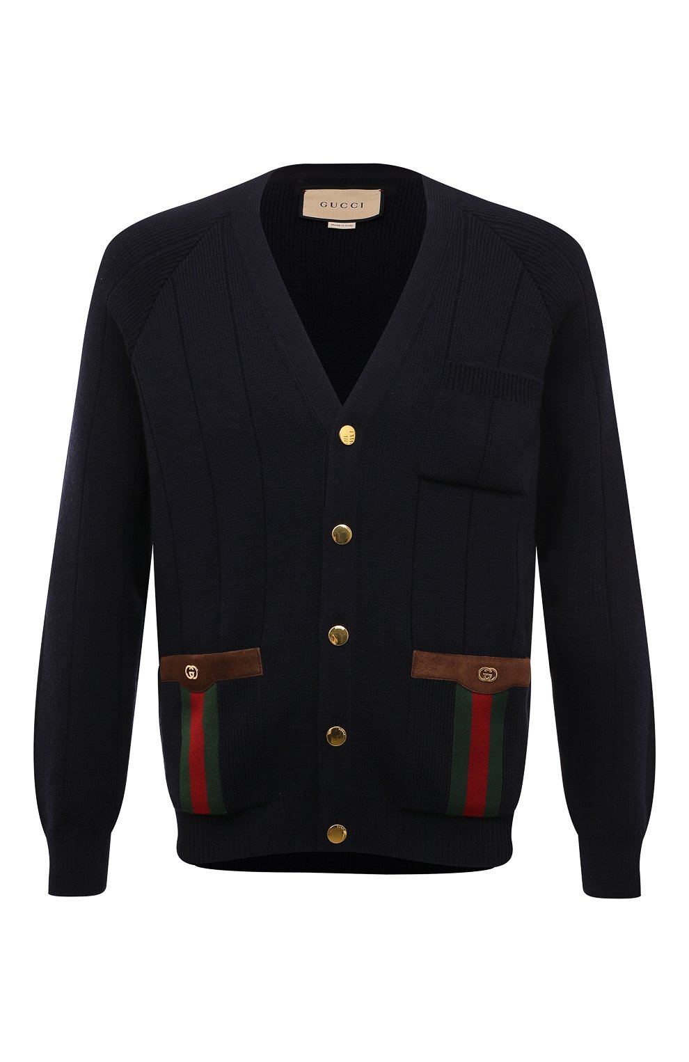 Кардиган GUCCI темно-синего цвета по цене 194400 руб., арт. 626349 XKBFJ, фото 1 Кардиган GUCCI, арт. 626349 XKBFJ, фото 1