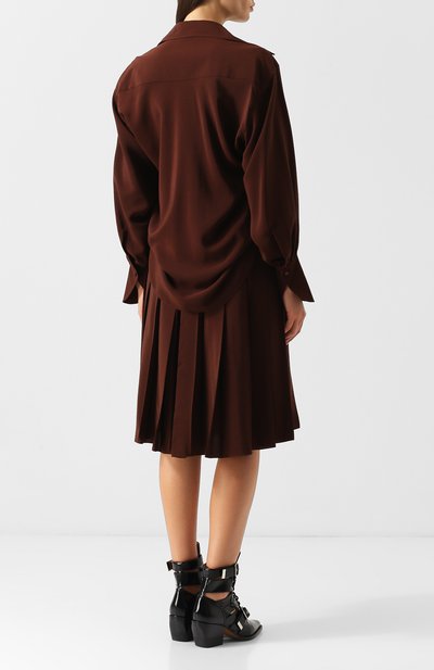 Однотонное шелковое платье со складками CHLOÉ, арт. CHC18WR036004, фото 4