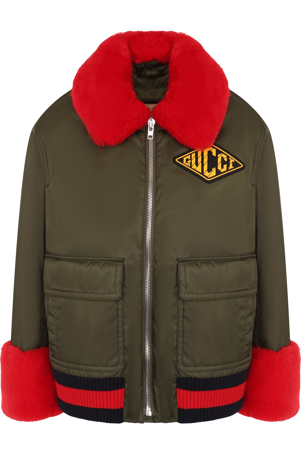 Бомбер на молнии с контрастной отделкой и накладными карманами GUCCI, арт. 517556/ZLK90, фото 1