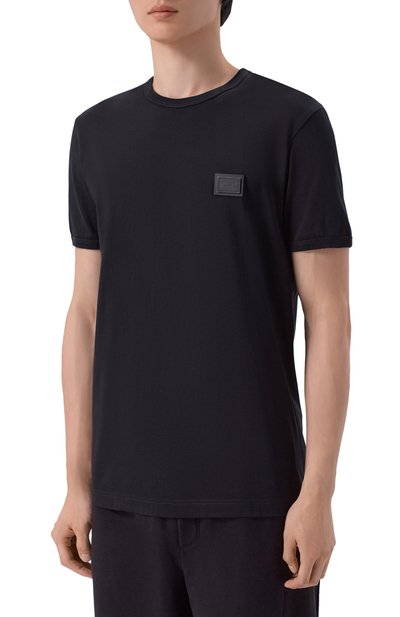 Хлопковая футболка DOLCE & GABBANA черного цвета по цене 65300 руб., арт. G8PV1T/G7Q1Q, фото 3 Хлопковая футболка DOLCE & GABBANA, арт. G8PV1T/G7Q1Q, фото 3