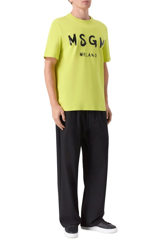 Хлопковая футболка MSGM 4040MM510/267002 Зелёный  4040MM510/267002 Фото 2