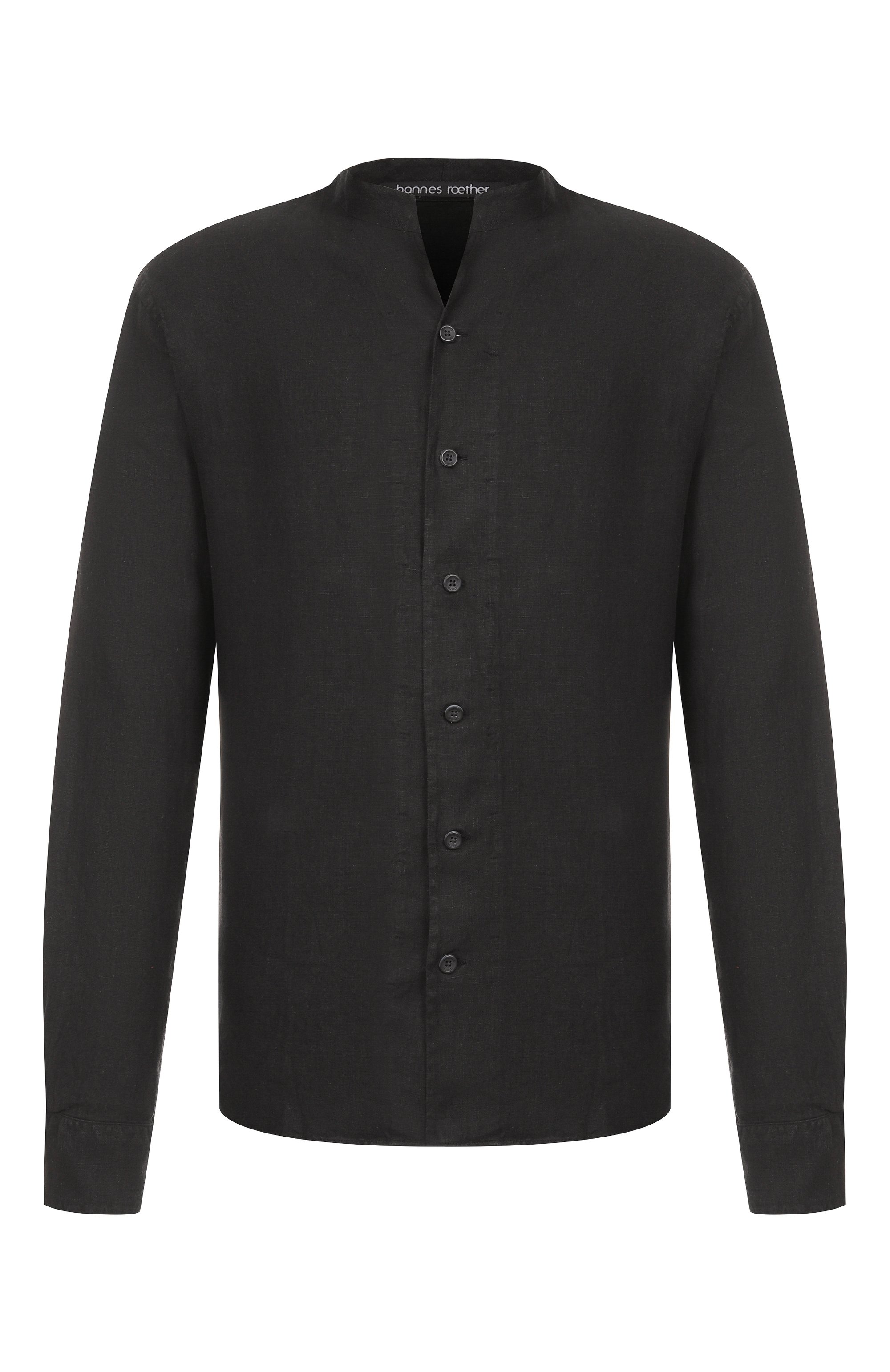 Льняная рубашка HANNES ROETHER черного цвета по цене 27300 руб., арт. T029PAS.608, фото 1 Льняная рубашка HANNES ROETHER, арт. T029PAS.608, фото 1