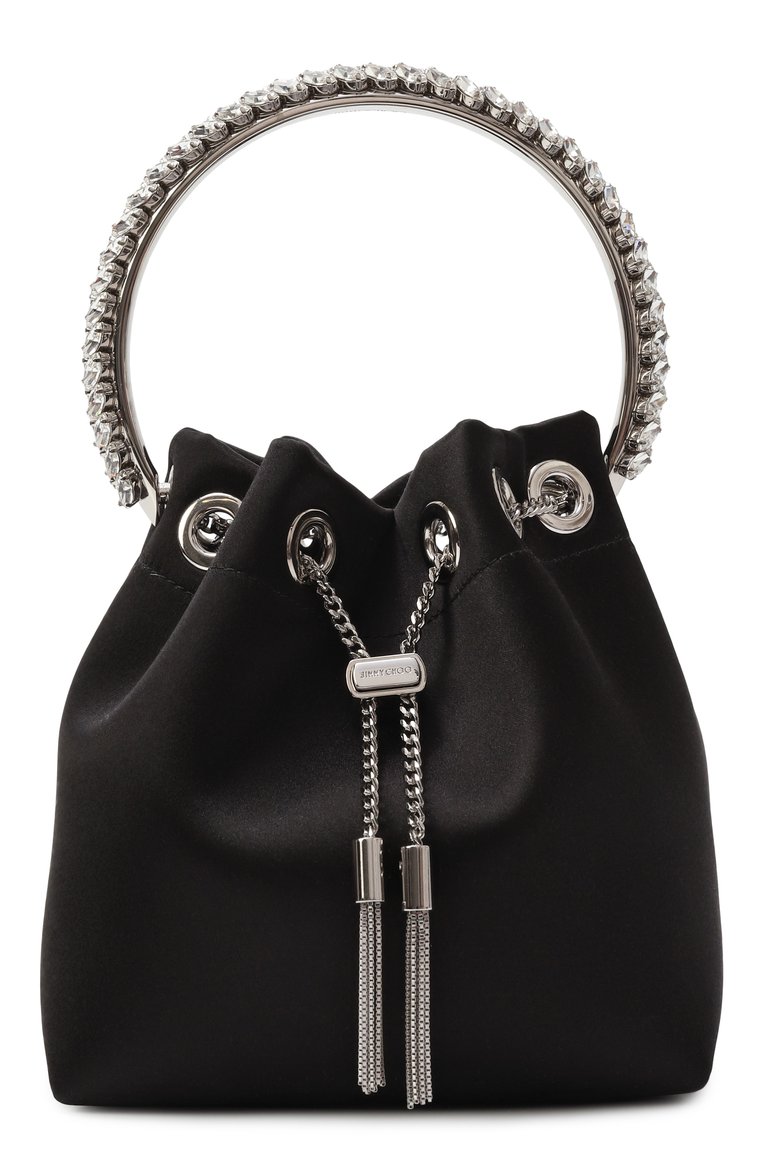 Женская сумка bon bon JIMMY CHOO черного цвета, арт. B0N B0N/VKM | Фото 1 (Ремень/цепочка: На ремешке; Материал: Текстиль; Размер: mini; Женское Кросс-КТ: Вечерняя сумка)