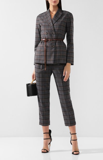 Укороченные шерстяные брюки в клетку BRUNELLO CUCINELLI, арт. MB506P6842, фото 2