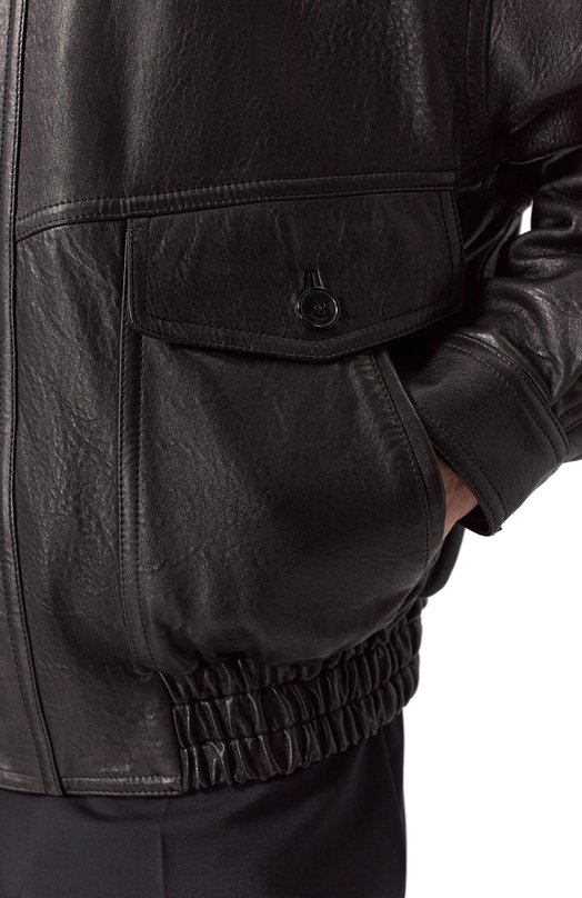 Кожаный бомбер Saint Laurent 843656/YCNF2 Чёрный  843656/YCNF2 Фото 5