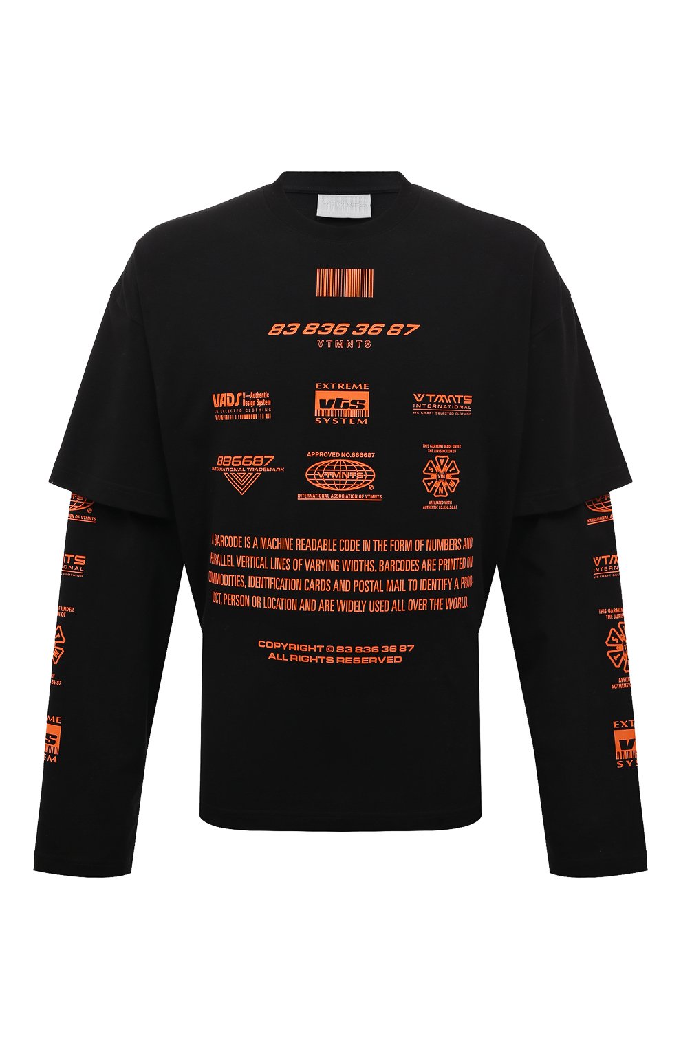 Хлопковый лонгслив VTMNTS, арт. VL18LS100B, фото 1