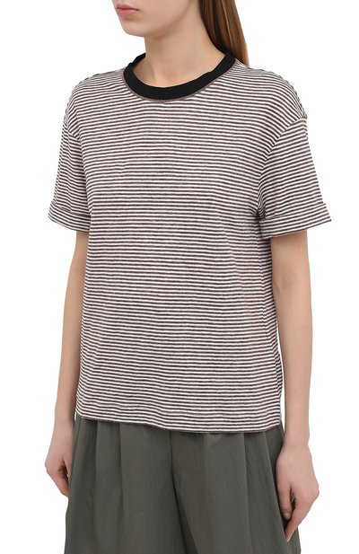 Льняная футболка BRUNELLO CUCINELLI коричневого цвета по цене 92800 руб., арт. MH964HL500, фото 3 Льняная футболка BRUNELLO CUCINELLI, арт. MH964HL500, фото 3