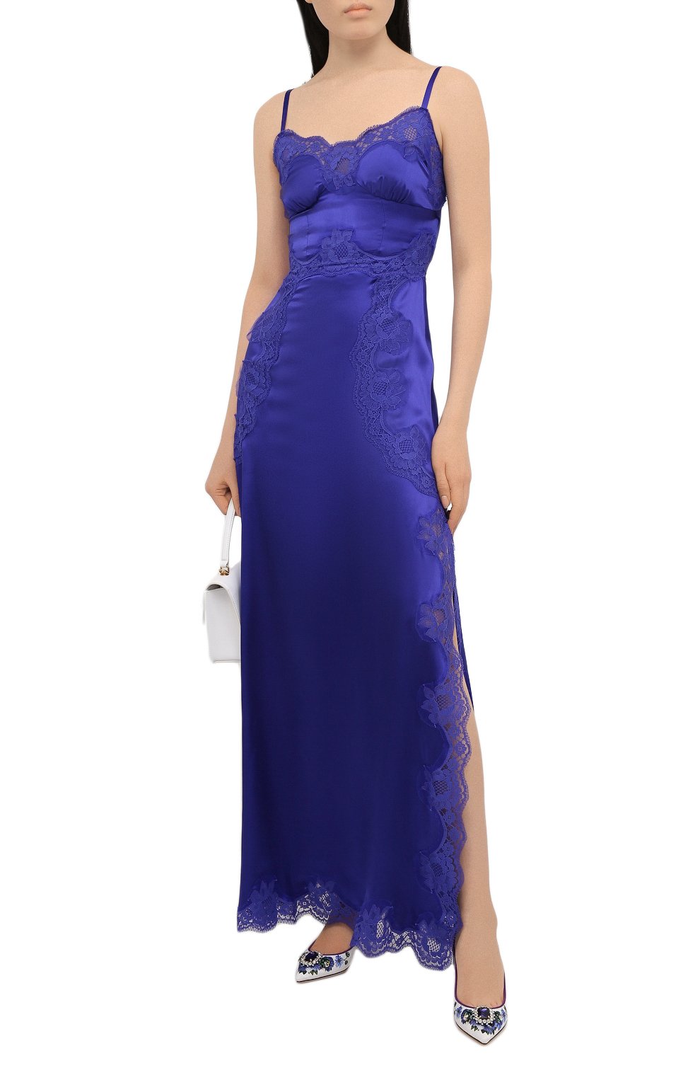 Атласное платье DOLCE & GABBANA синего цвета по цене 297000 руб., арт. I6AE1W/GDZAP, фото 2 Атласное платье DOLCE & GABBANA, арт. I6AE1W/GDZAP, фото 2