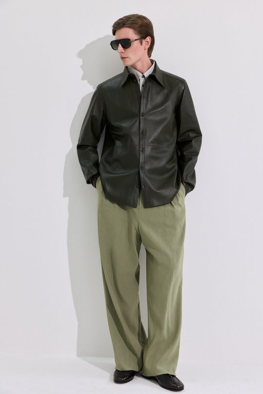 Брюки изо льна и вискозы Dries Van Noten 020952/3237 Зелёный  020952/3237 Фото 6