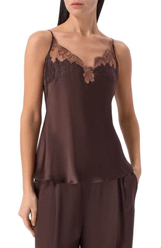 Шелковый топ Carine Gilson AL0893HS Коричневый  AL0893HS Фото 3