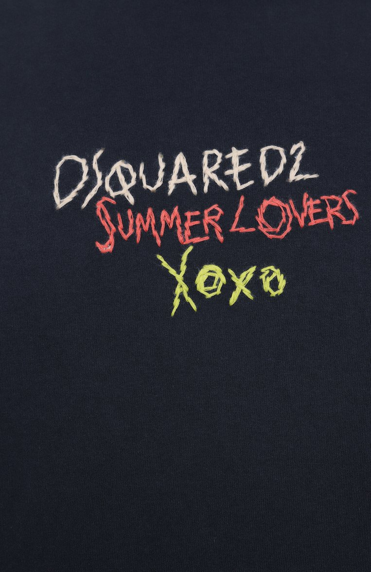 Мужская хлопковая футболка DSQUARED2 темно-синего цвета, арт. S78GD0097/S24583 | Фото 6 (Материал внешний: Хлопок; Длина (для топов): Стандартные; Рукава: Короткие; Стили: Кэжуэл; Мужское Кросс-КТ: Футболка-одежда; Принт: С принтом)