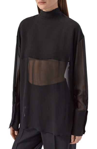 Шелковая блузка ARMARIUM черного цвета по цене 120000 руб., арт. ARMFWSH11/SE08, фото 3 Шелковая блузка ARMARIUM, арт. ARMFWSH11/SE08, фото 3