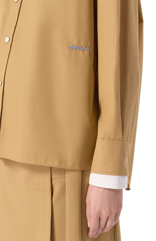 Хлопковая рубашка Marni CAMA0613QS/UTC223 Бежевый  CAMA0613QS/UTC223 Фото 5