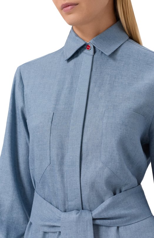Льняное платье Kiton D57347H0921602 Голубой  D57347H0921602 Фото 5