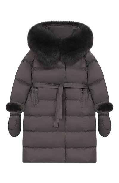 Пуховое пальто с отделкой из лисы YVES SALOMON ENFANT, арт. 25WEM920XXD0XW/12A-14A