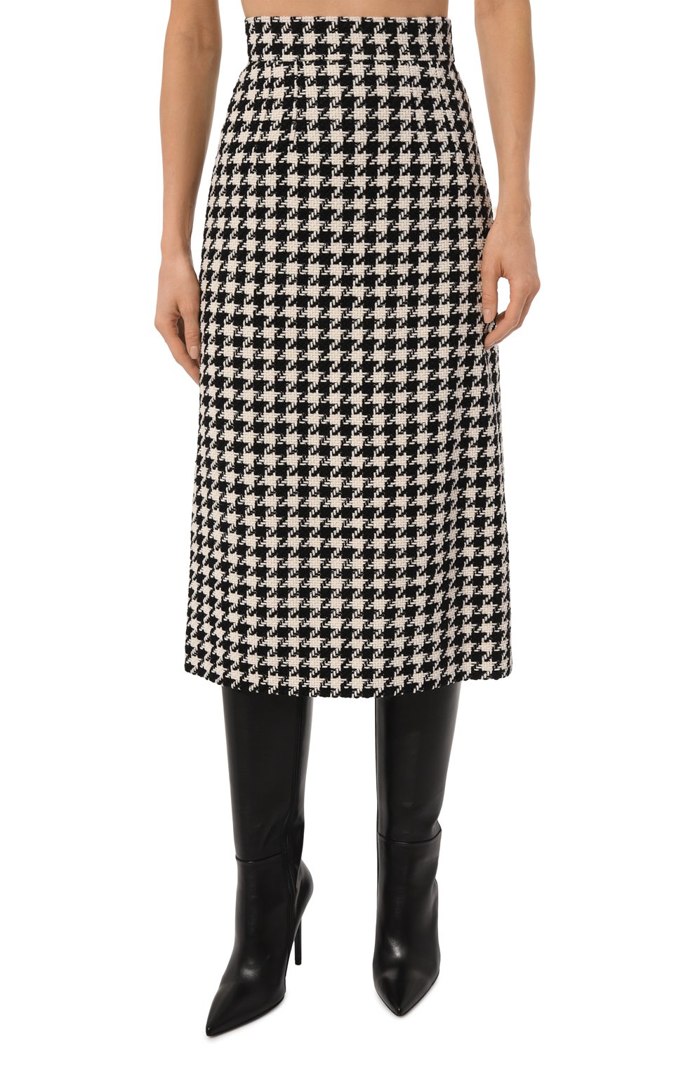 Юбка из шерсти и хлопка DOLCE & GABBANA черно-белого цвета по цене 95500 руб., арт. F4CYRT/FQ3F0, фото 3 Юбка из шерсти и хлопка DOLCE & GABBANA, арт. F4CYRT/FQ3F0, фото 3