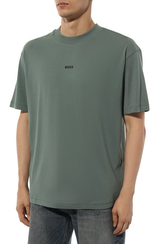 Хлопковая футболка BOSS Orange Зелёный, фото 3