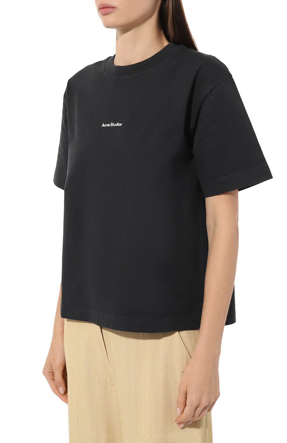 Хлопковая футболка ACNE STUDIOS темно-серого цвета по цене 22800 руб., арт. FN-WN-TSHI000196900, фото 3 Хлопковая футболка ACNE STUDIOS, арт. FN-WN-TSHI000196900, фото 3