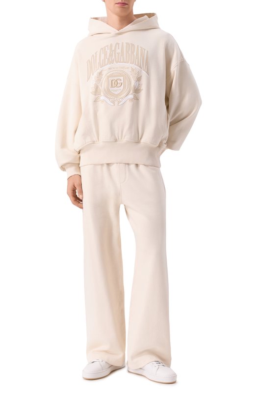 Хлопковое худи Dolce & Gabbana G9BJGZ/G702J Кремовый  G9BJGZ/G702J Фото 2
