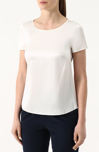 Шелковый топ EMPORIO ARMANI белого цвета по цене 25750 руб., арт. 0NC05T/0M301, фото 3 Шелковый топ EMPORIO ARMANI, арт. 0NC05T/0M301, фото 3