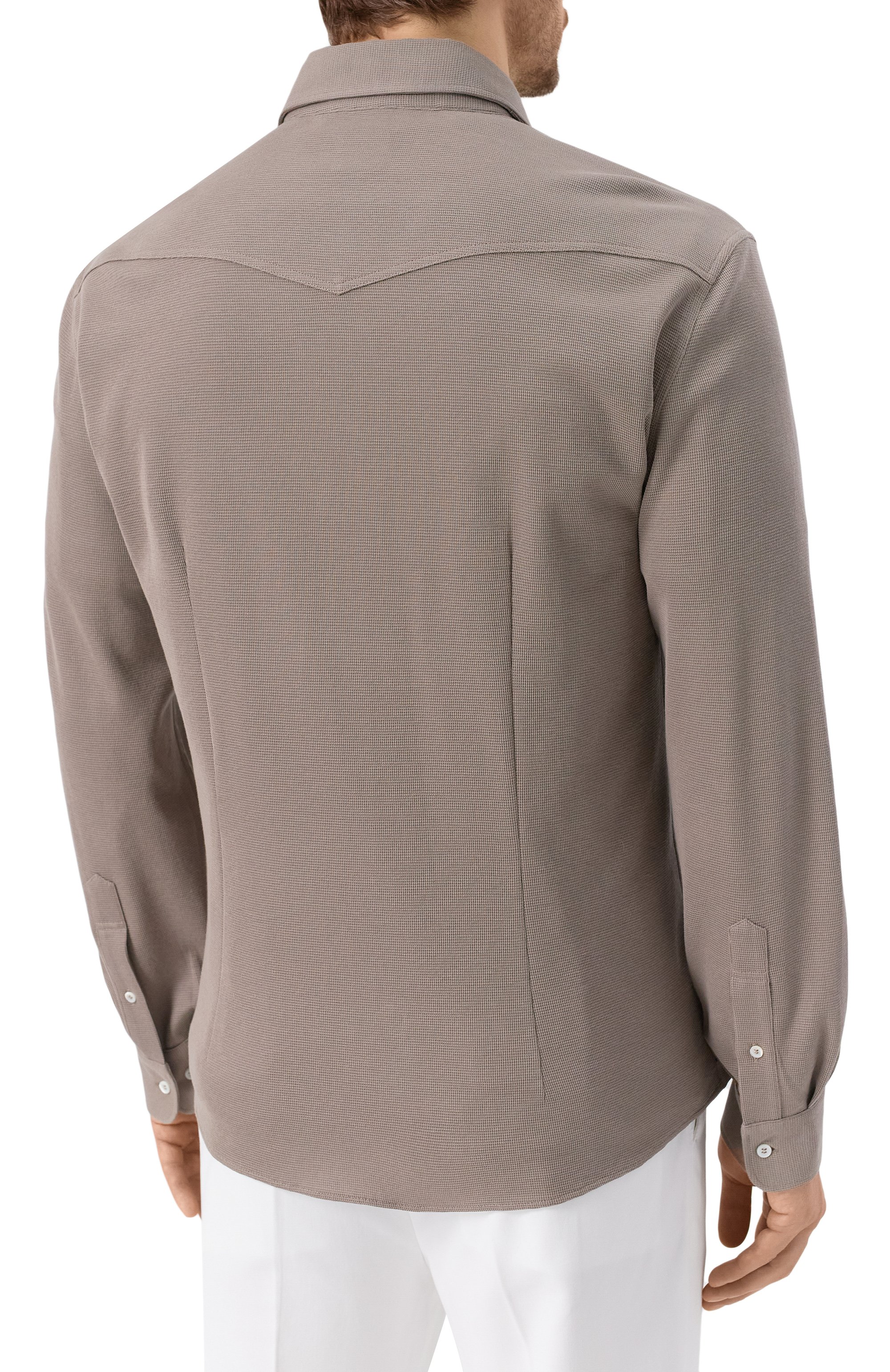 Рубашка из хлопка и шелка BRUNELLO CUCINELLI, арт. MW8666666, фото 4