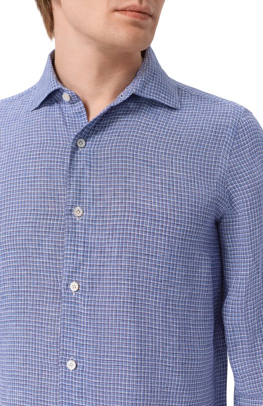 Льняная рубашка Finamore 1925 GAETE 1 LUIGI Z L/C0721 Синий  GAETE 1 LUIGI Z L/C0721 Фото 5