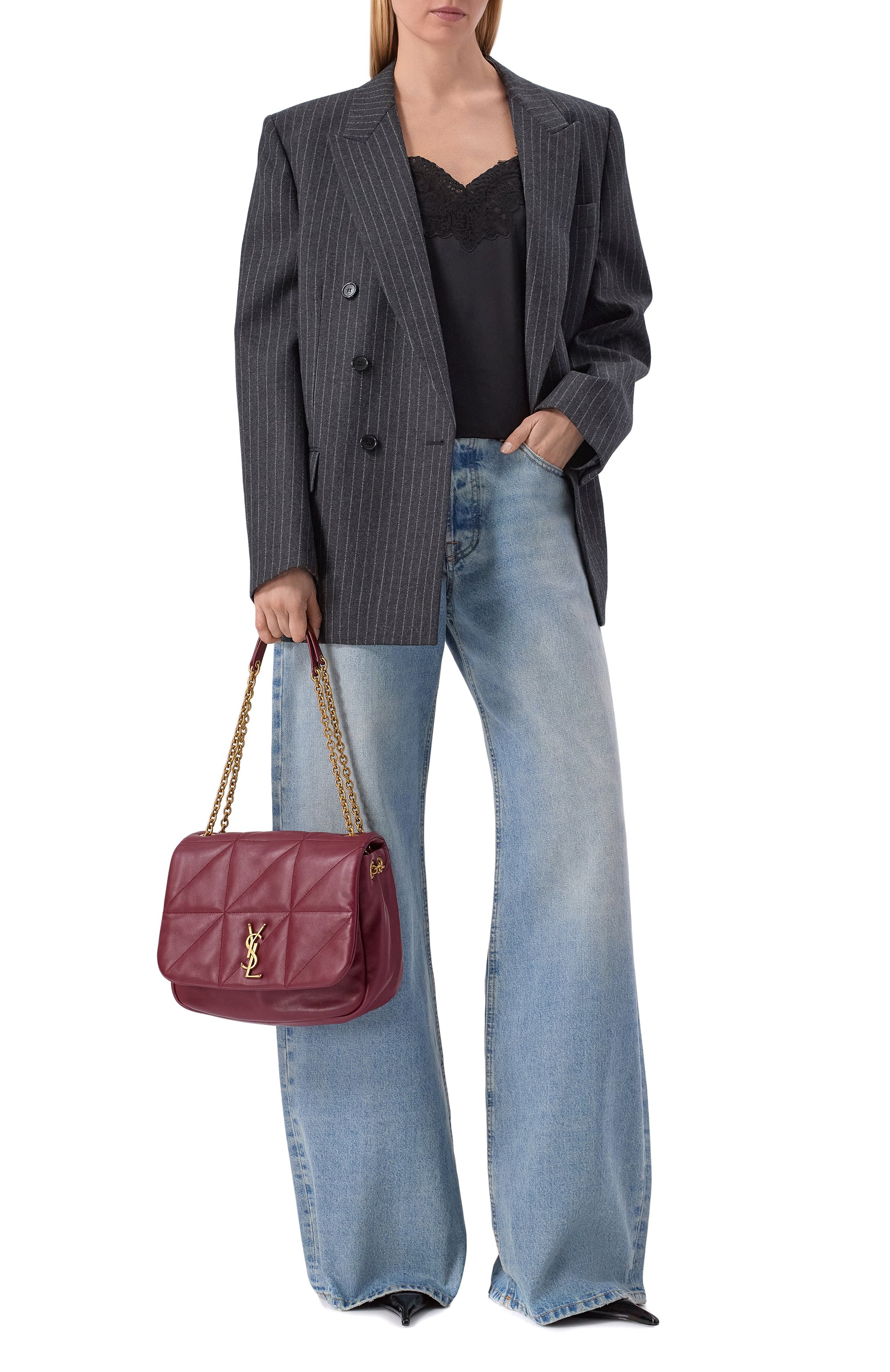 Сумка jamie 4.3 medium SAINT LAURENT бордового цвета по цене 454500 руб., арт. 809696/AAB32, фото 3 Сумка jamie 4.3 medium SAINT LAURENT, арт. 809696/AAB32, фото 3