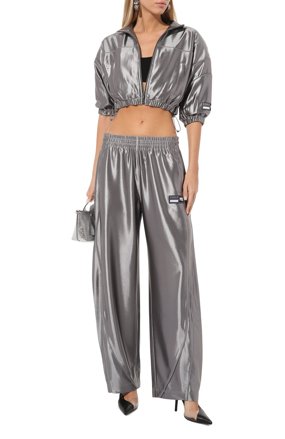 Брюки ALEXANDERWANG.T серебряного цвета по цене 79150 руб., арт. 4CC3244367, фото 2 Брюки ALEXANDERWANG.T, арт. 4CC3244367, фото 2