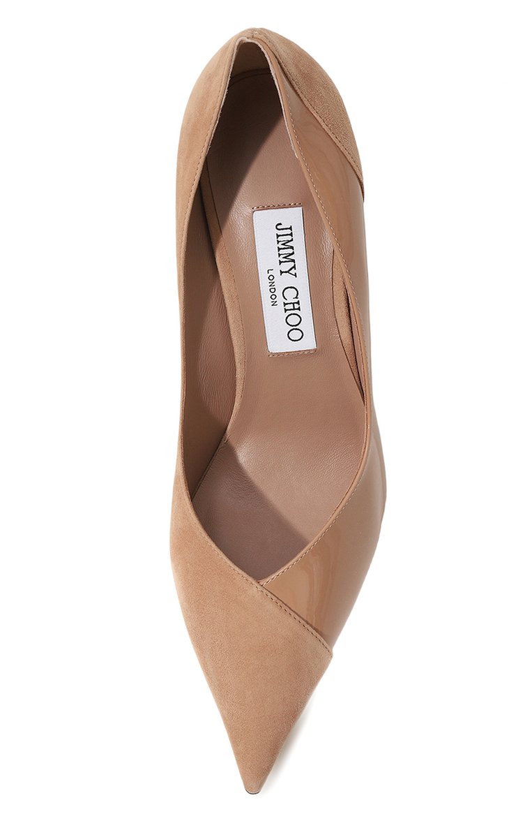 Женские замшевые туфли cass 95 JIMMY CHOO светло-розового цвета, арт. CASS 95/SPT | Фото 6 (Подошва: Плоская; Материал внутренний: Натуральная кожа; Каблук высота: Высокий; Каблук тип: Шпилька; Материал внешний: Замша, Натуральная кожа)