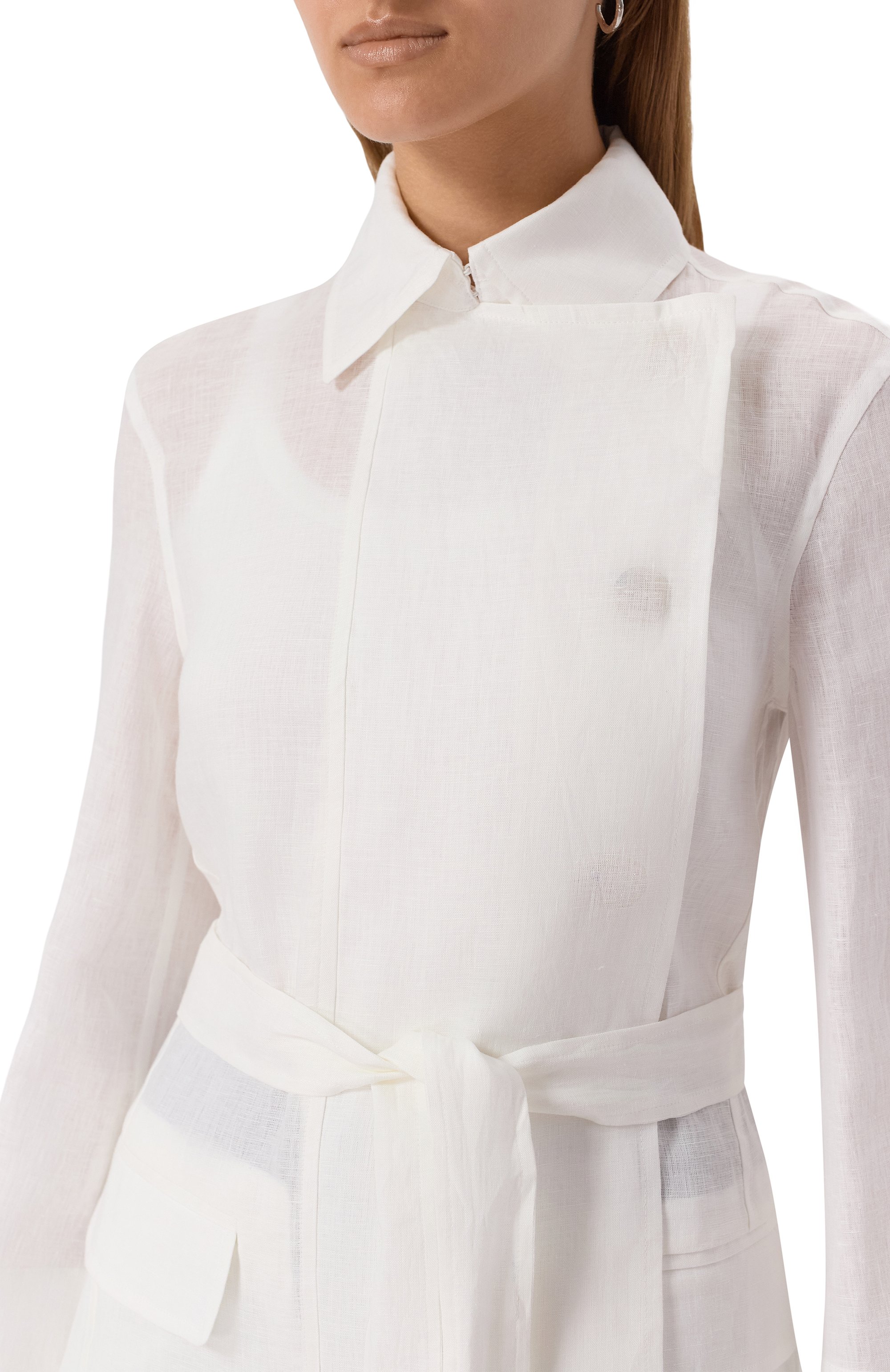 Льняной жакет EMPORIO ARMANI белого цвета по цене 99500 руб., арт. EW001545/TE14012, фото 5 Льняной жакет EMPORIO ARMANI, арт. EW001545/TE14012, фото 5