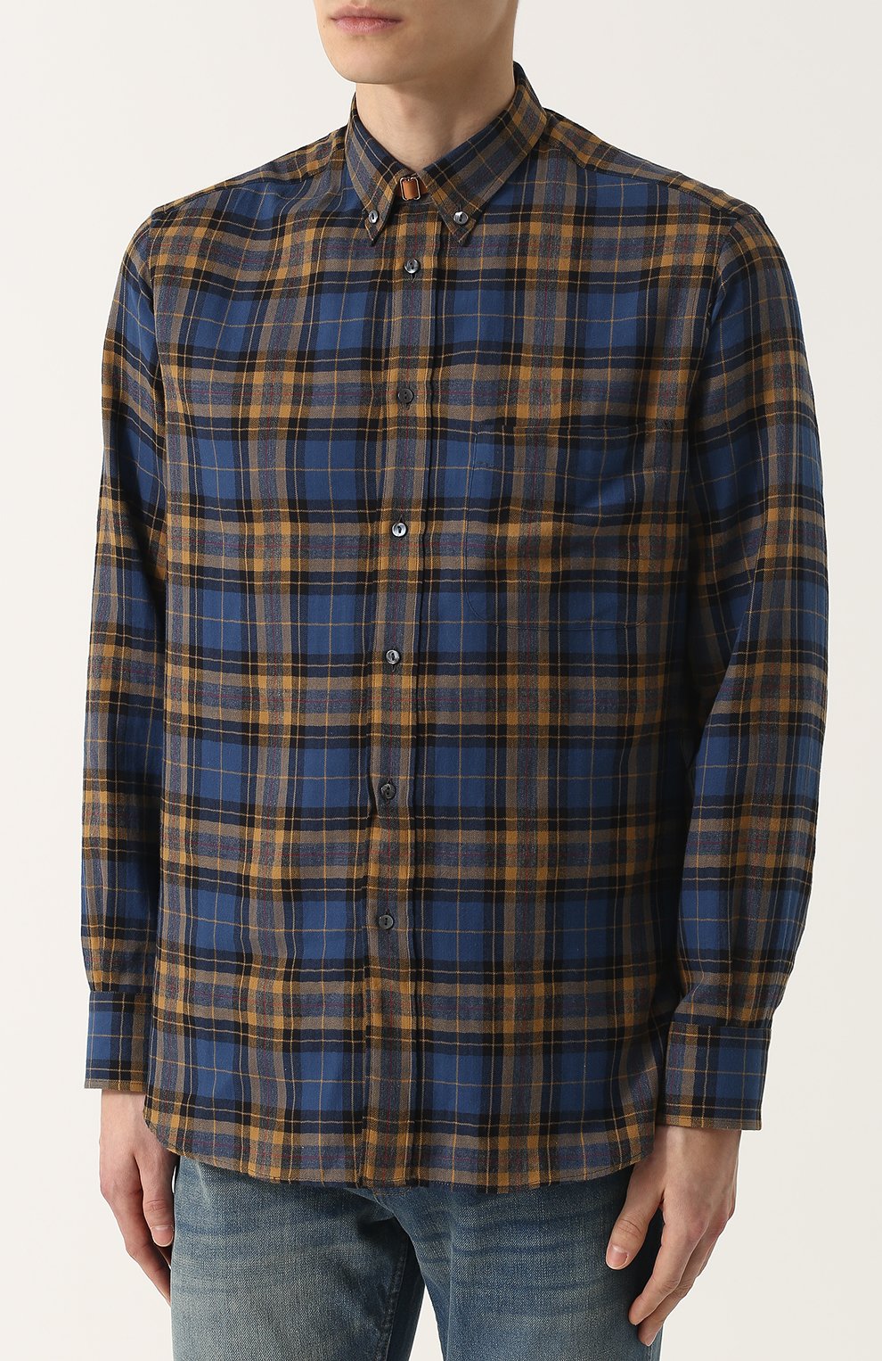 Рубашка в клетку из смеси хлопка и вискозы GUCCI, арт. 468563/Z461F, фото 3