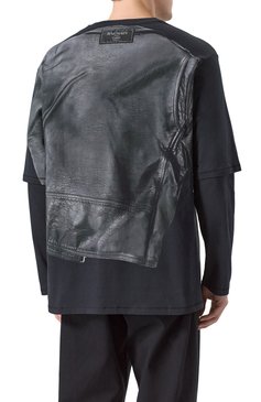 Мужская хлопковый лонгслив BALMAIN темно-серого цвета, арт. EH1EM016/GE40 | Фото 4 (Рукава: 3/4, Длинные; Драгоценные камни: Проставлено; Материал сплава: Проставлено; Длина (для топов): Удлиненные; Принт: С принтом; Стили: Спорт-шик; Материал внешний: Хлопок; Кросс-КТ: Джерси; Мужское Кросс-КТ: Футболка-одежда)