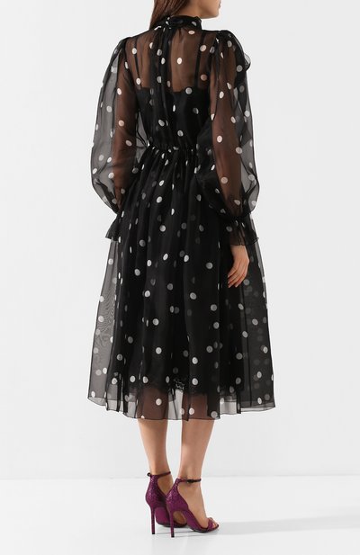 Шелковое платье DOLCE & GABBANA черно-белого цвета по цене 299500 руб., арт. F6C0IT/HS15W, фото 4 Шелковое платье DOLCE & GABBANA, арт. F6C0IT/HS15W, фото 4