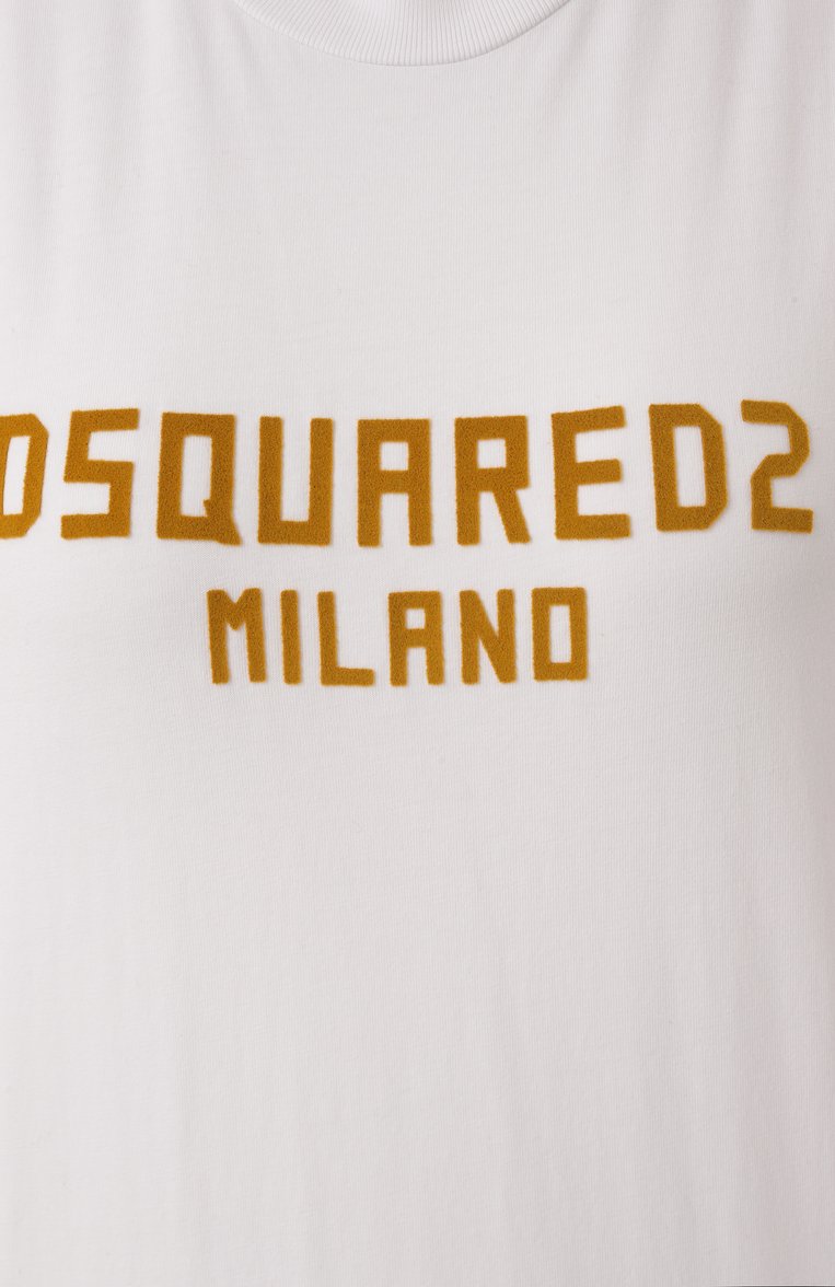 Женская хлопковая футболка DSQUARED2 белого цвета, арт. S75GD0471/D20020 | Фото 6 (Рукава: Короткие; Длина (для топов): Стандартные; Материал внешний: Хлопок; Женское Кросс-КТ: Футболка-одежда; Стили: Кэжуэл; Принт: С принтом)