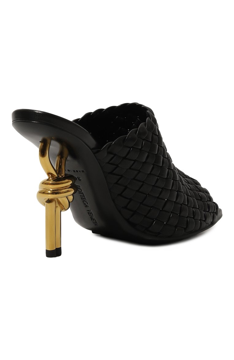 Женские кожаные мюли knot BOTTEGA VENETA черного цвета, арт. 754143V2P50 1000 | Фото 3 (Материал внутренний: Натуральная кожа; Каблук высота: Высокий; Подошва: Плоская; Материал внешний: Натуральная кожа; Каблук тип: Фигурный)