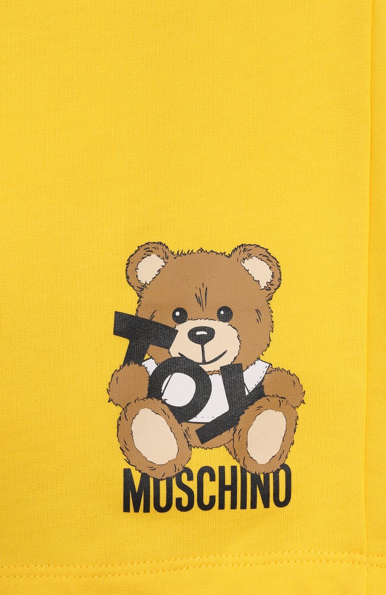 Детские хлопковые шорты MOSCHINO желтого цвета, арт. HUQ02A/LCA19/10-14 | Фото 3 (Нос: Не проставлено; Материал внешний: Хлопок; Случай: Повседневный; Тематический товар: Teddy Bear; Ростовка одежда: 10 - 11 лет | 140 - 146см, 12 лет | 152 см)