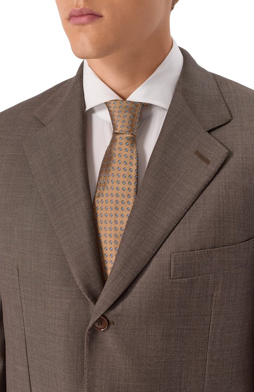 Шелковый галстук Kiton UCRVKPC06L8109 Бежевый  UCRVKPC06L8109 Фото 2
