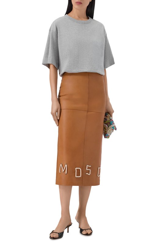 Кожаная юбка Moschino A3701/0472 Коричневый  A3701/0472 Фото 2