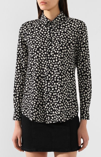 Рубашка с принтом SAINT LAURENT черного цвета по цене 134500 руб., арт. 395733/Y783U, фото 3 Рубашка с принтом SAINT LAURENT, арт. 395733/Y783U, фото 3