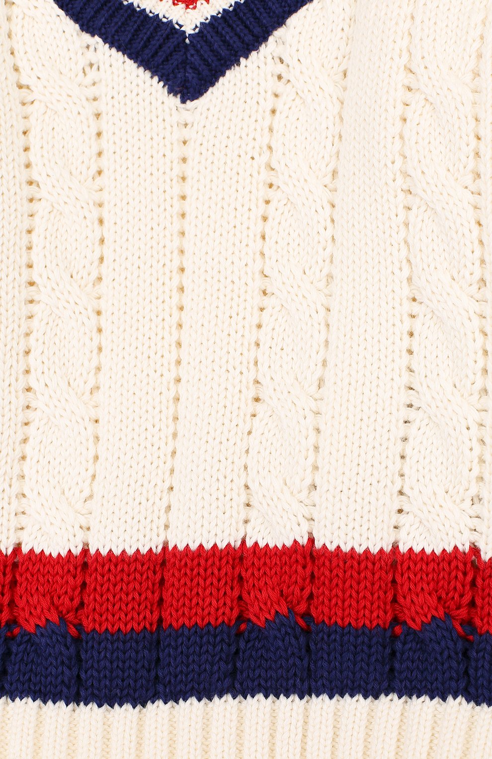 Хлопковый пуловер с контрастной отделкой и v-образным вырезом GUCCI, арт. 498314/X3I49, фото 3