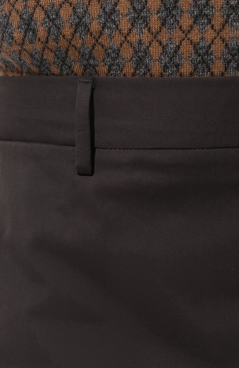 Мужские хлопковые брюки ZEGNA темно-серого цвета, арт. E8I03/TR14 | Фото 5 (Материал внешний: Хлопок; Длина (брюки, джинсы): Стандартные; Случай: Повседневный; Стили: Кэжуэл)