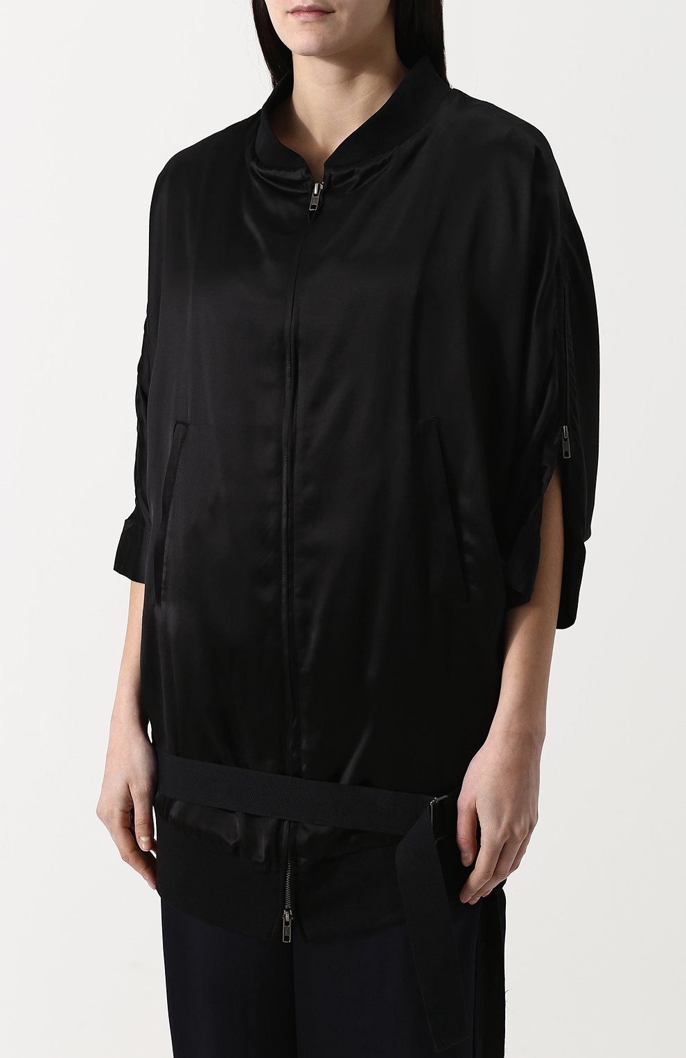 Однотонный бомбер из вискозы на молнии ANN DEMEULEMEESTER, арт. 1801-1006-P-180-099, фото 3