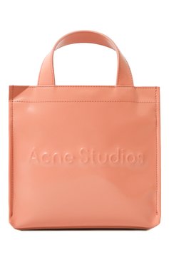 Женская сумка ACNE STUDIOS кораллового цвета, арт. L0G0 SH0PPER MINIAD2 | Фото 1 (Материал сплава: Проставлено; Размер: mini; Ремень/цепочка: На ремешке; Материал: Текстиль, Экокожа; Драгоценные камни: Проставлено)