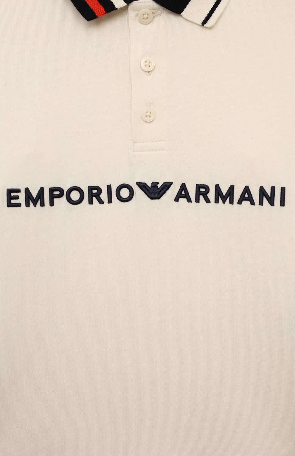 Хлопковое поло EMPORIO ARMANI кремового цвета по цене 12950 руб., арт. 6D4FJ3/1JWZZ, фото 3 Хлопковое поло EMPORIO ARMANI, арт. 6D4FJ3/1JWZZ, фото 3