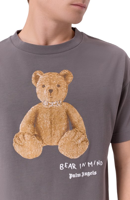 Хлопковая футболка Palm Angels PMAA109F25JER00A Бежевый  PMAA109F25JER00A Фото 5