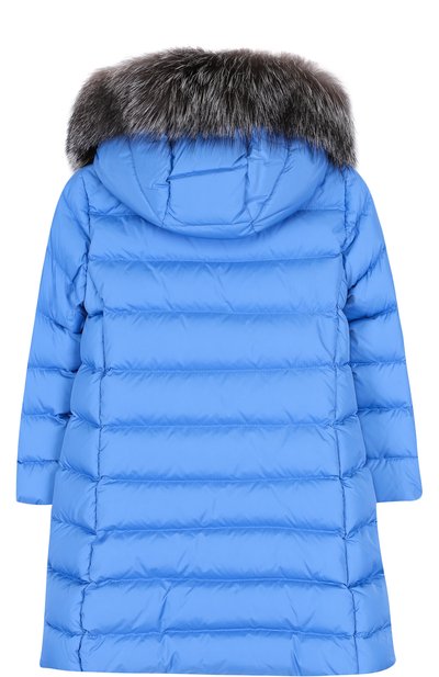 Пуховое пальто на молнии с капюшоном и меховой отделкой MONCLER ENFANT, арт. D2-954-49921-25-68352/4-6A, фото 2