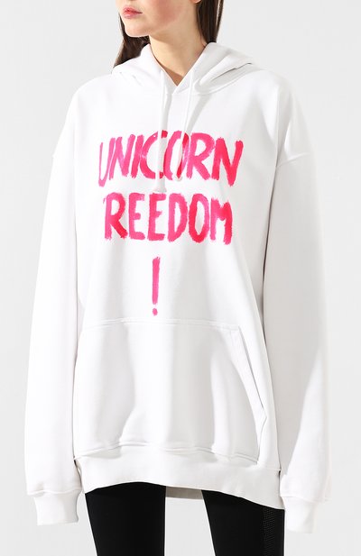 Хлопковое худи VETEMENTS белого цвета по цене 56400 руб., арт. SS20TR377 1619/W/WHITE, фото 3 Хлопковое худи VETEMENTS, арт. SS20TR377 1619/W/WHITE, фото 3